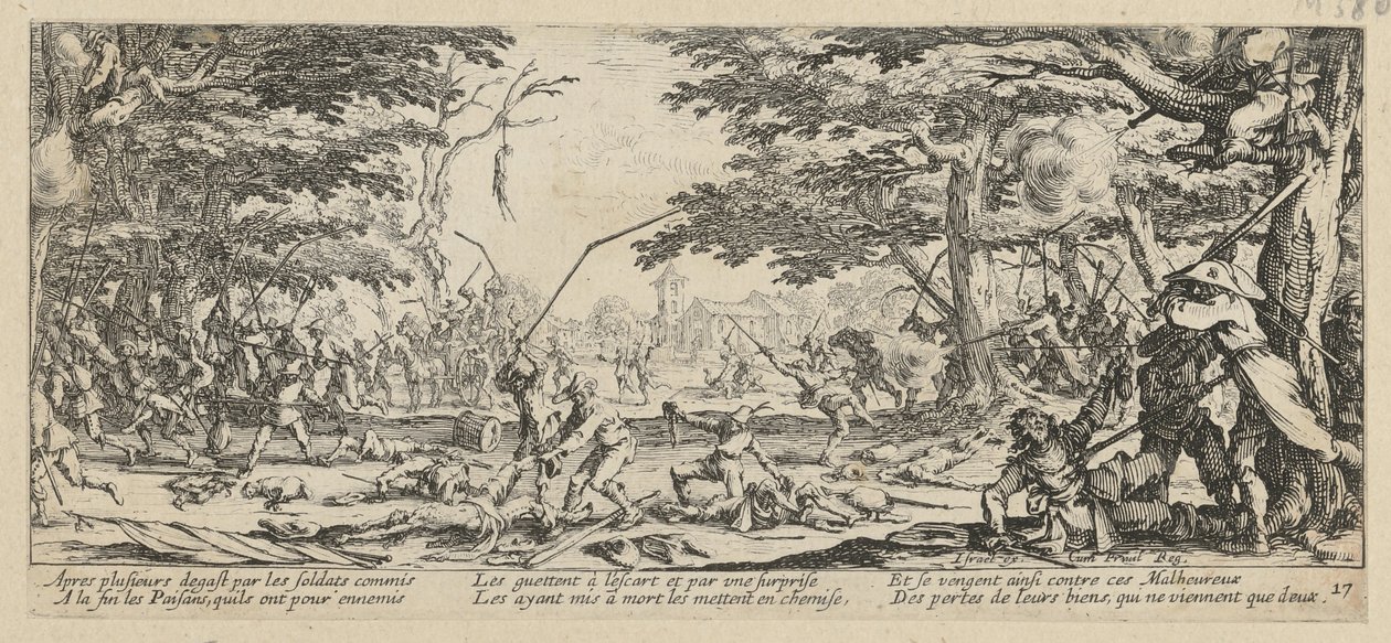 A Vingança dos Camponeses, página 17 do episódio «Os Horrores da Guerra» de Jacques Callot