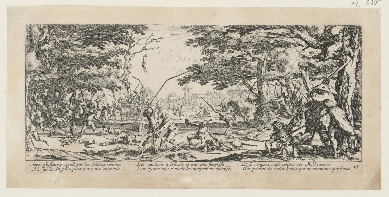 Vingança dos camponeses, estampa 17 da série «Misérias da Guerra» de Jacques Callot