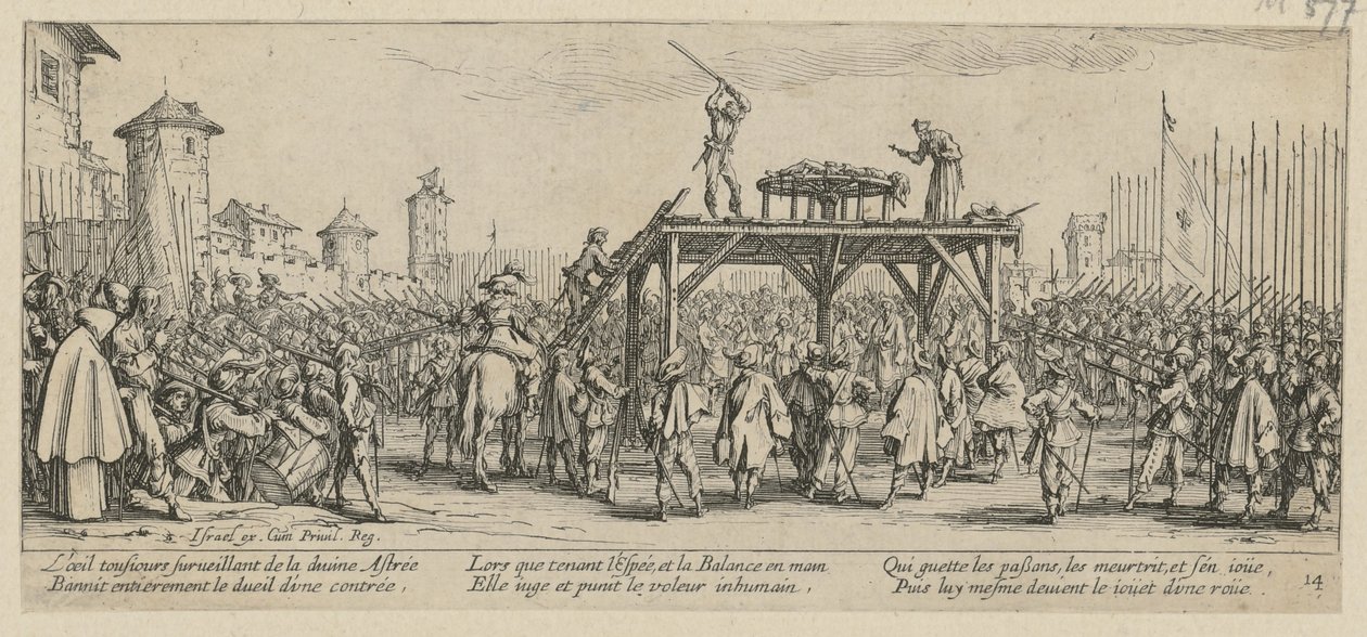 Rad, página 14 da série «Os horrores da guerra» de Jacques Callot