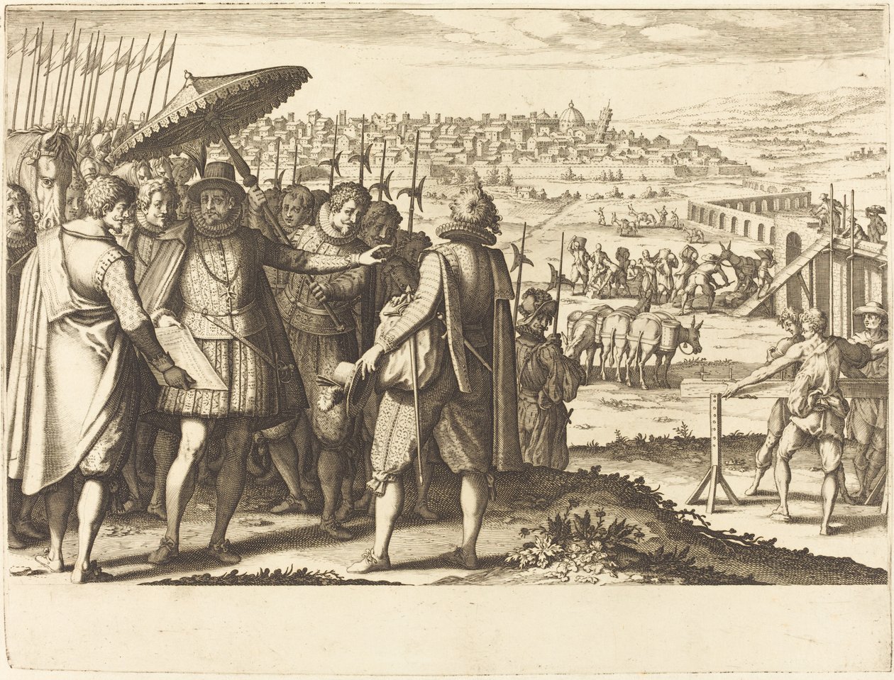 Restauração do Aqueduto de Pisa de Jacques Callot