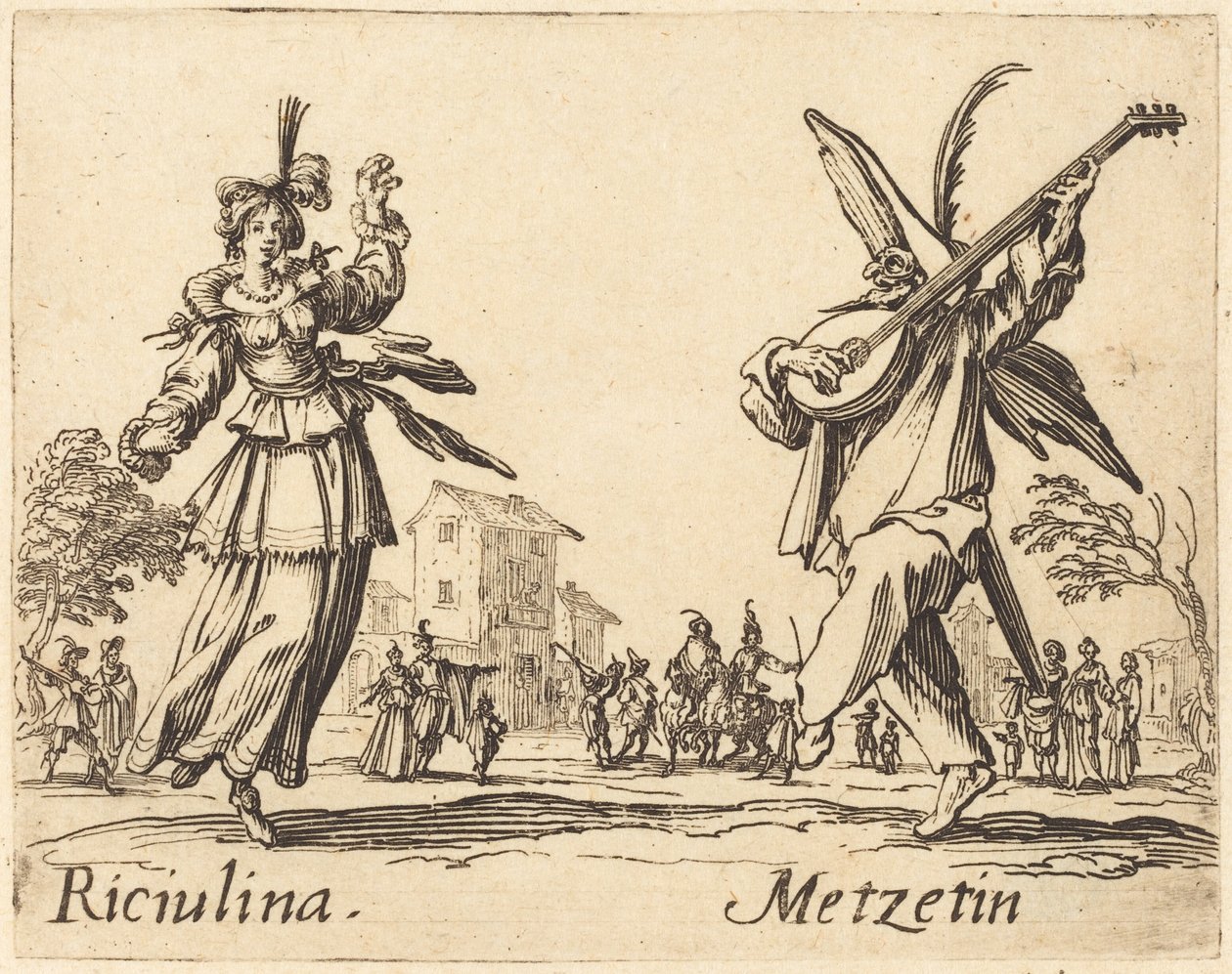 Riciulina e Metzetin, c. 1622. de Jacques Callot