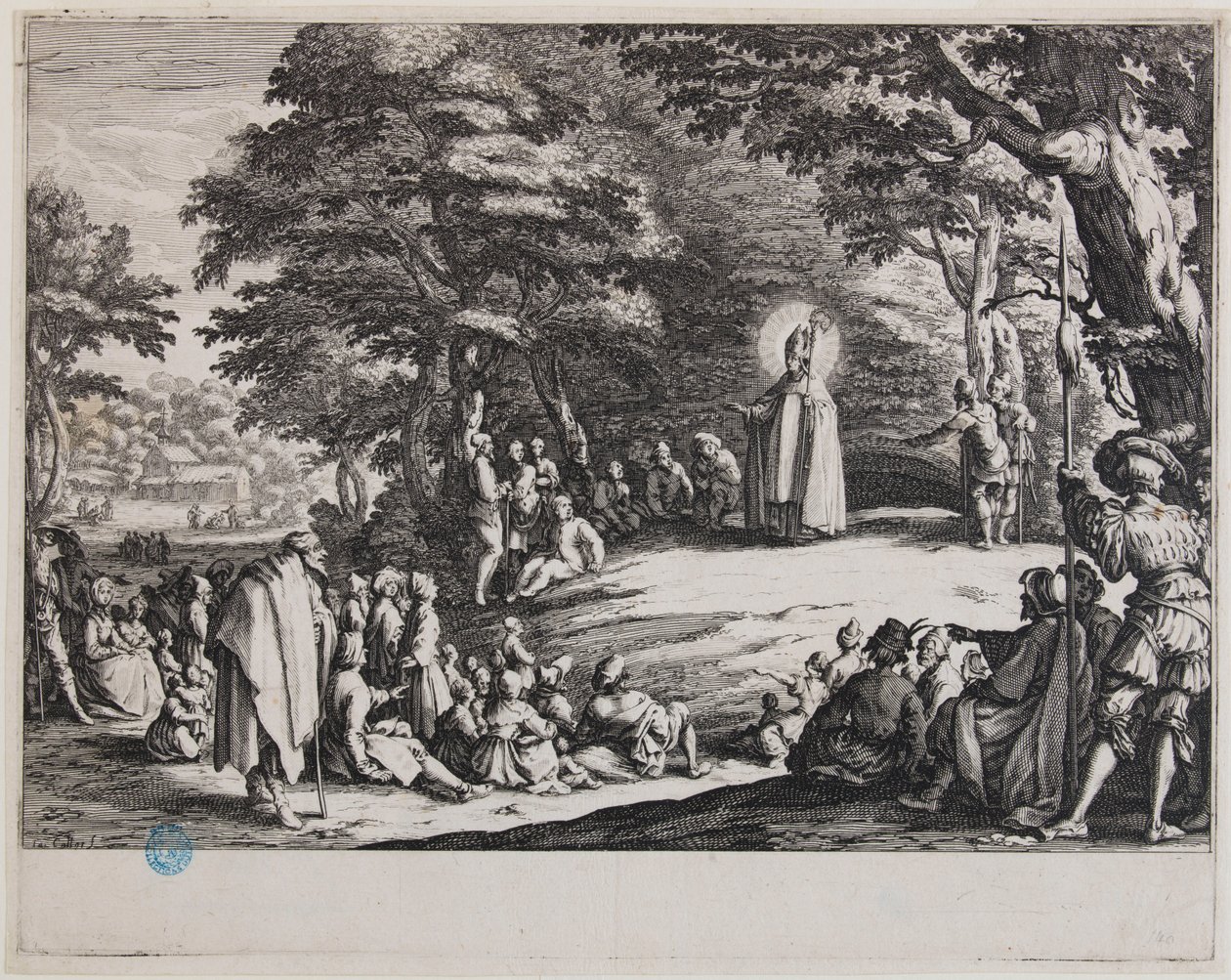 Santo Admondo ou São Nicolau e São Severino (Lieure 406, Meaume 140) de Jacques Callot