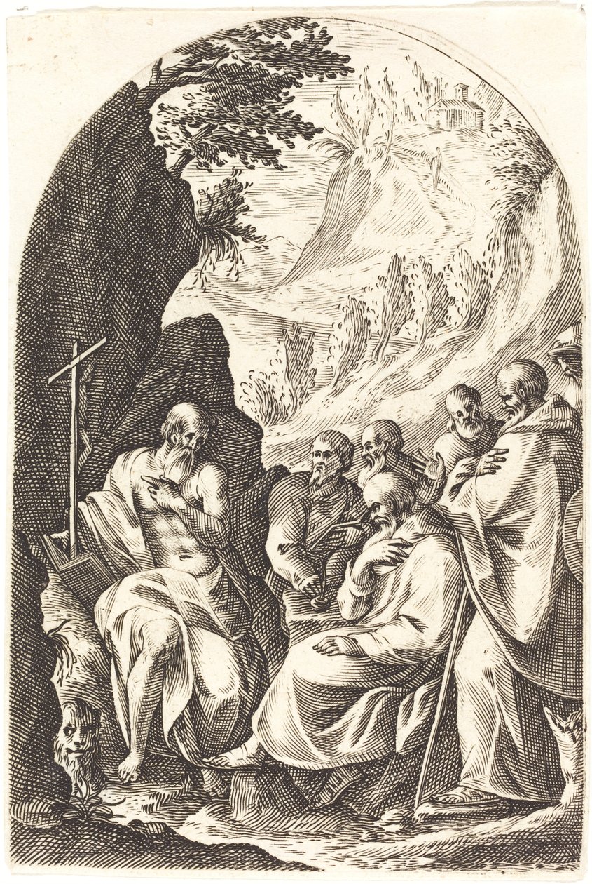 São Jerônimo instruindo seus discípulos no deserto de Jacques Callot