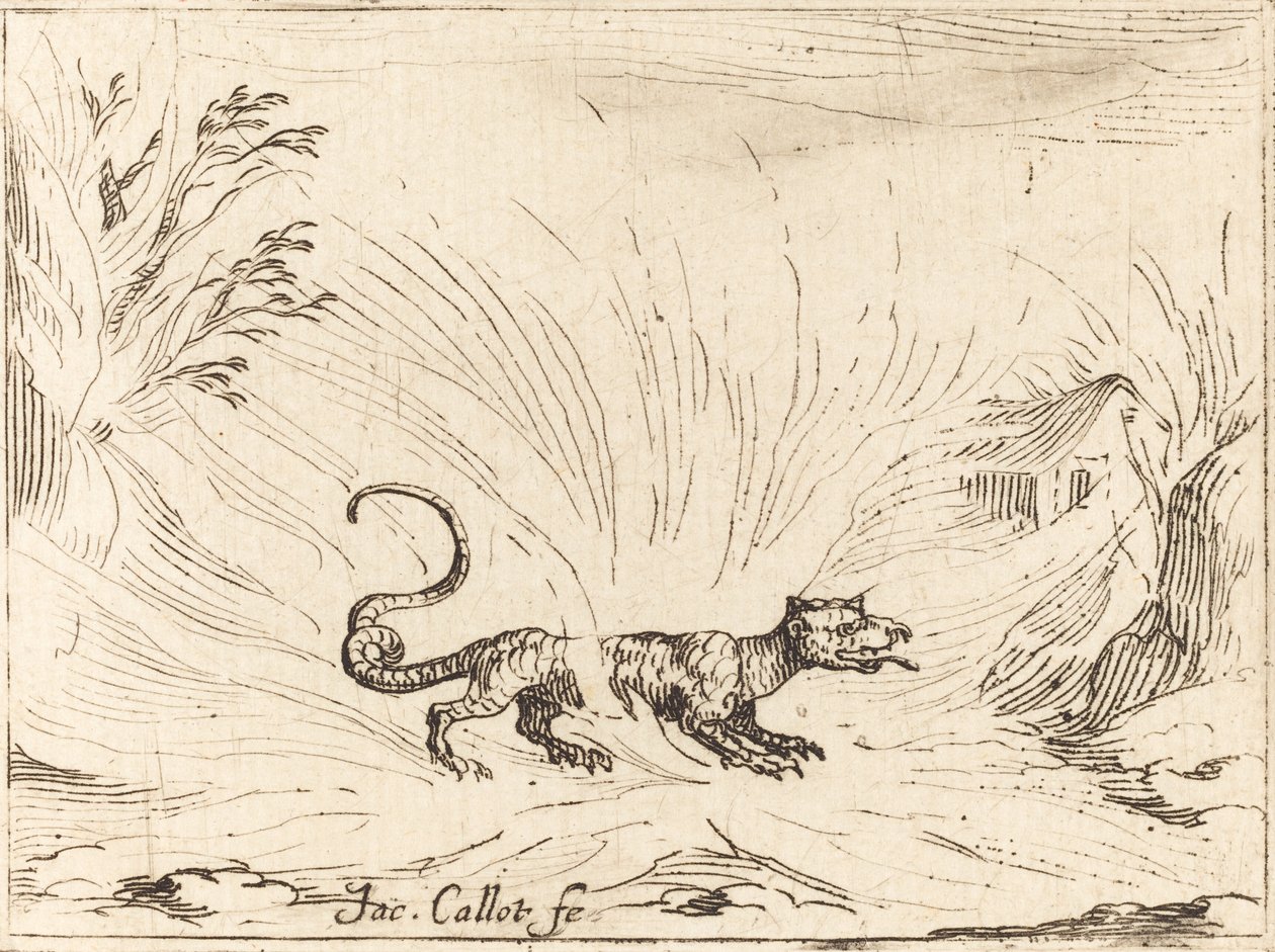 Salamandra cercada por chamas de Jacques Callot