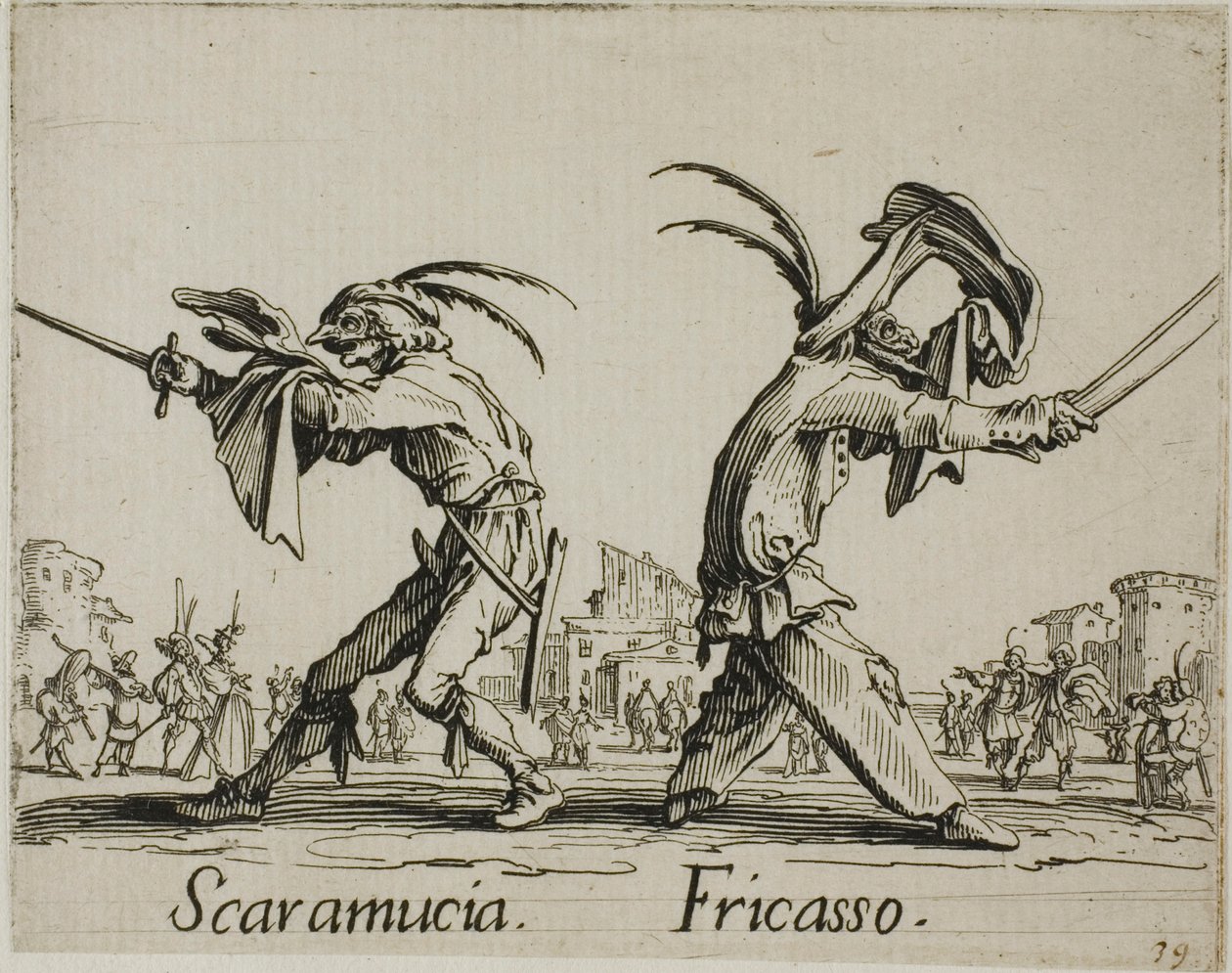 Scaramuccia - Fricasso, prato 11 de Balli di Sfessania de Jacques Callot