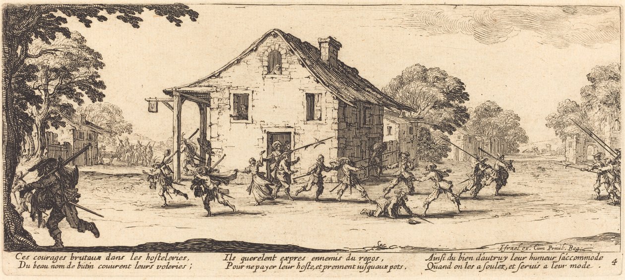 Cena da pilhagem, 1633. de Jacques Callot