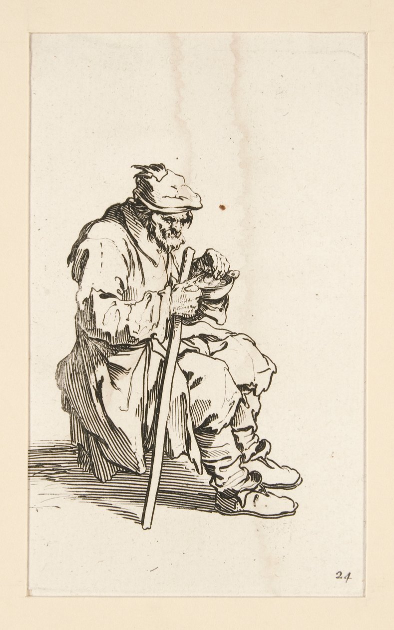Mendigo sentado, comendo, from The Beggars de Jacques Callot