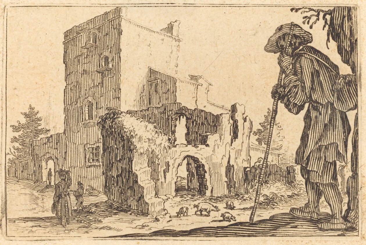 Pastor e ruínas de Jacques Callot