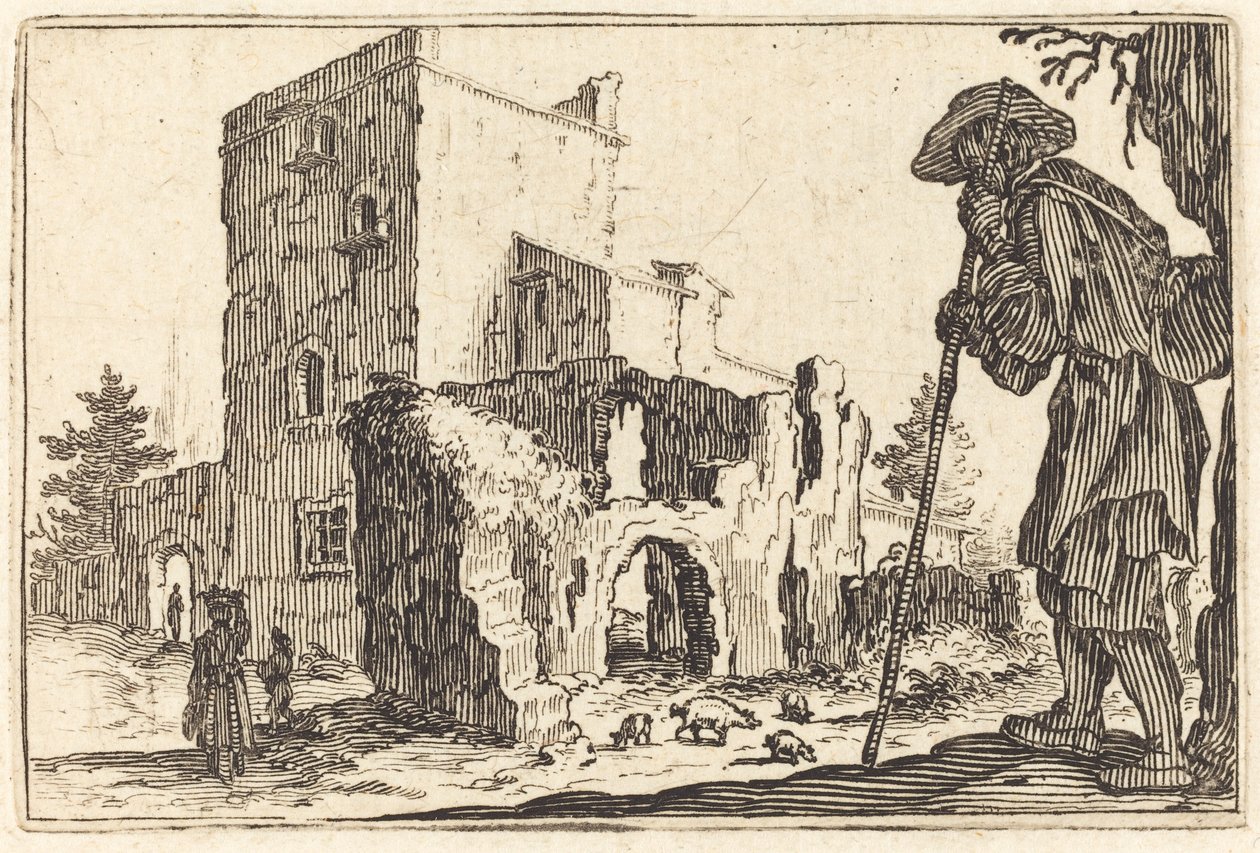 Pastor e ruínas de Jacques Callot