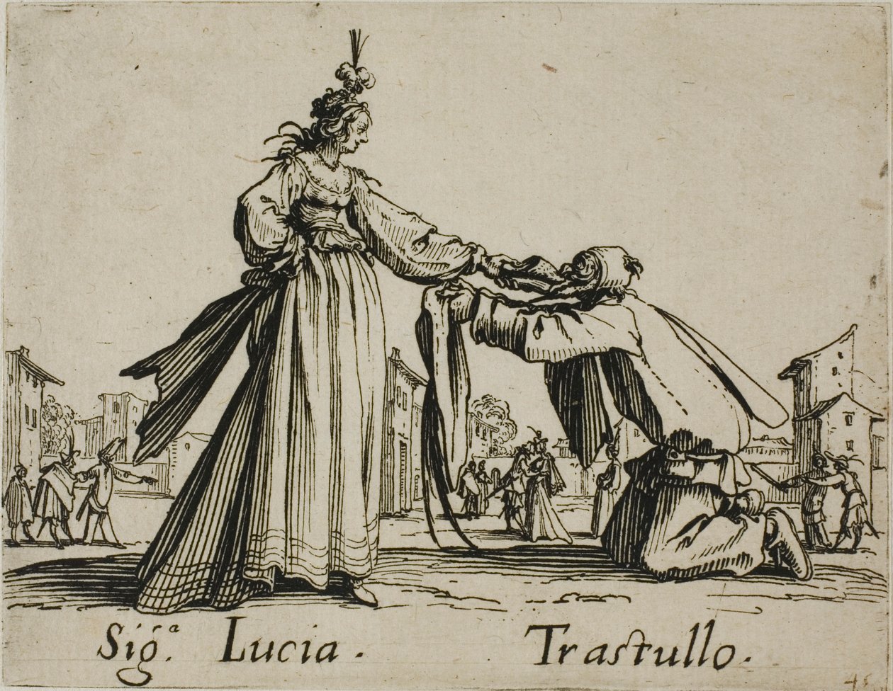 Signora Lucia - Trastullo, chapa 21 de Balli di Sfessania de Jacques Callot