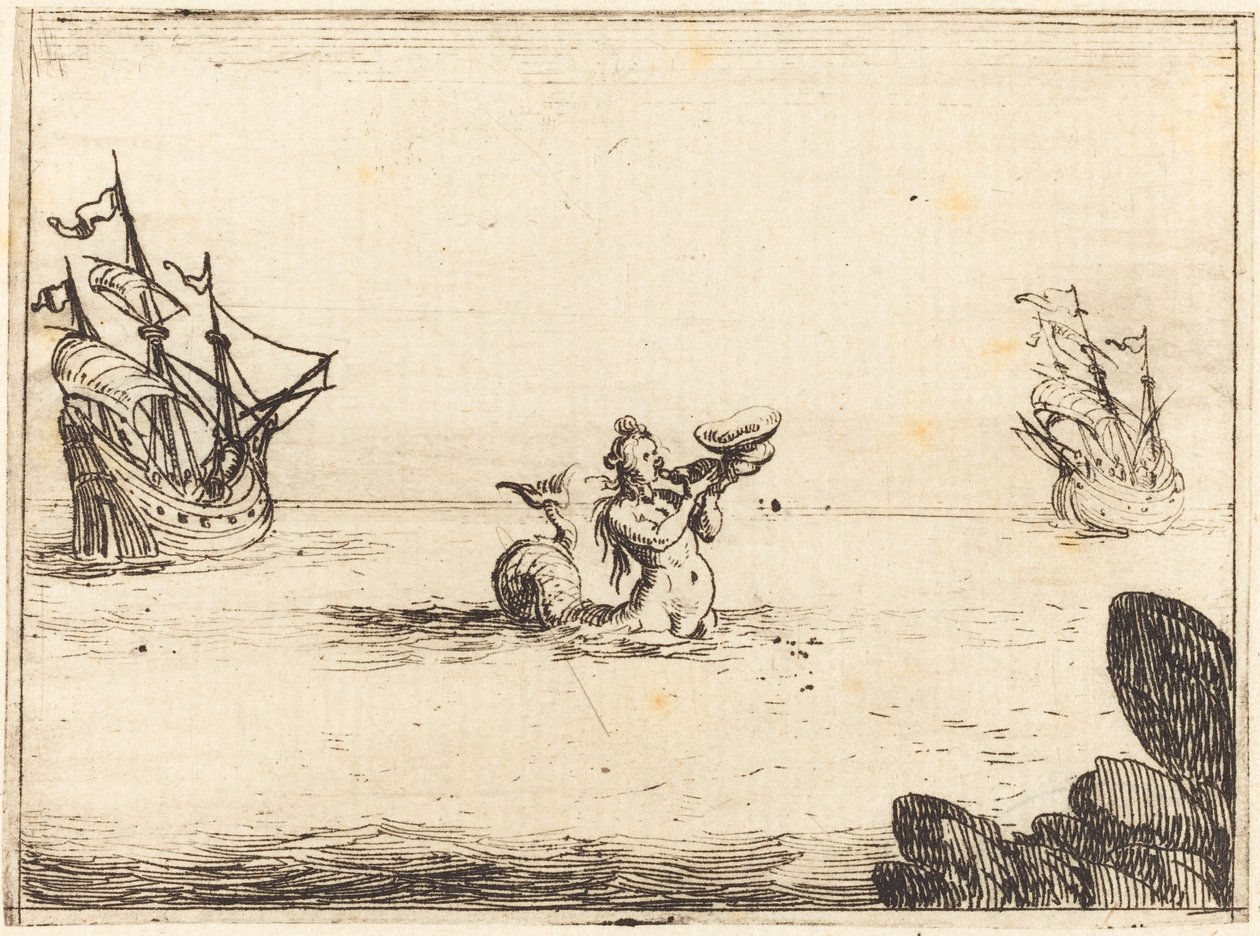Sirene entre dois navios de Jacques Callot