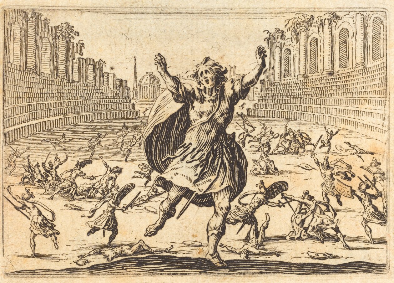Escaramuça em um Circo Romano, c. 1622. de Jacques Callot