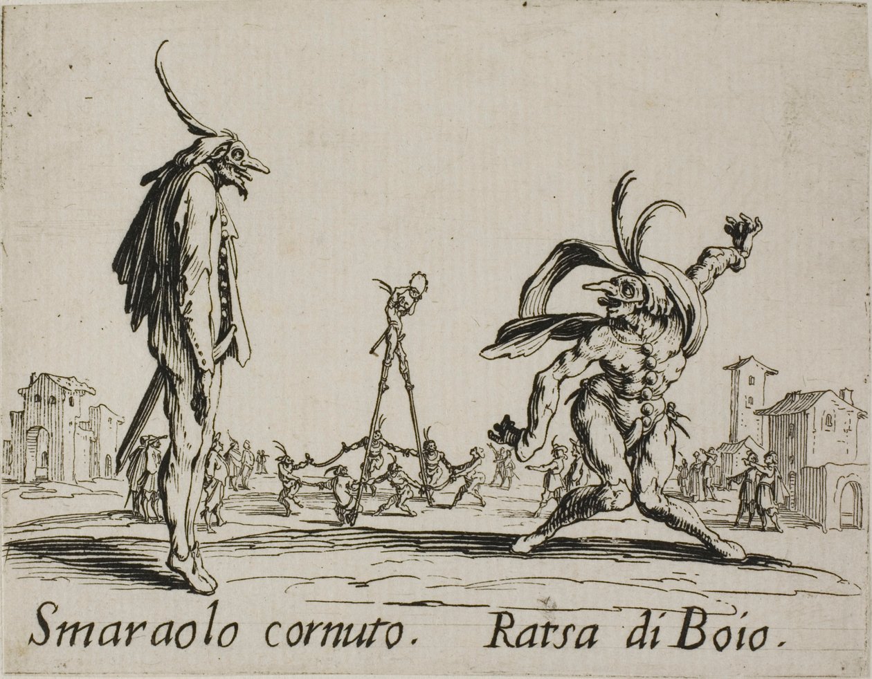 Horned Smaraolo - Ratsa di Boio, prato 4 de Balli di Sfessania de Jacques Callot