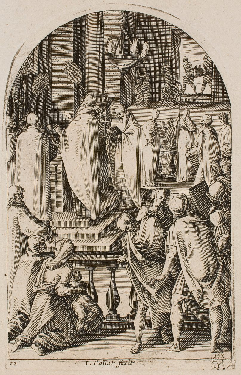 São Basílio celebrando o sacrifício da missa, da série «Imagens de Roma» de Jacques Callot