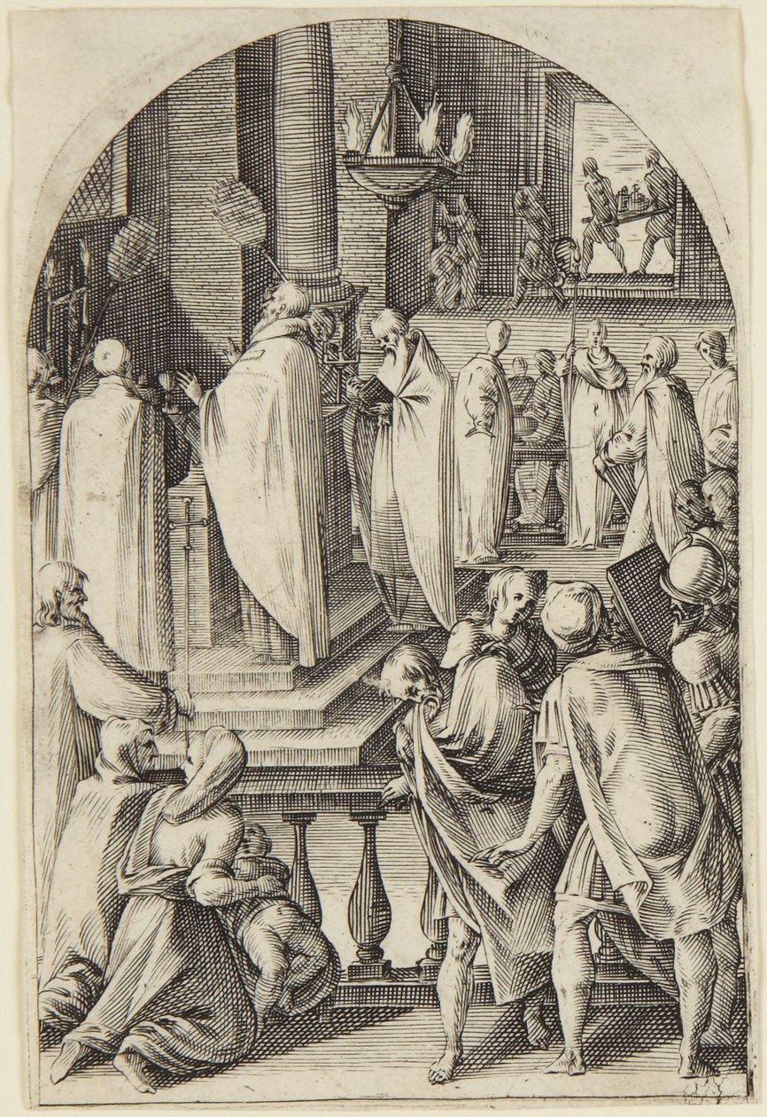 São Basílio celebrando o sacrifício da missa de Jacques Callot