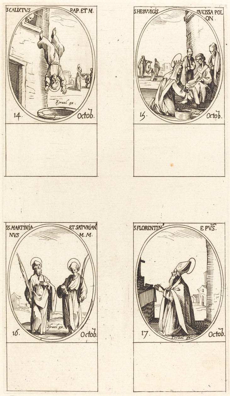 St. Calixto; St. Edwiges; Sts. Martiniano e Saturiano; St. Florentino de Jacques Callot