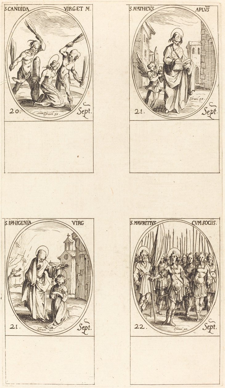 St. Canida; São Mateus; Santa Ipigênia; São Maurício e Companheiros de Jacques Callot