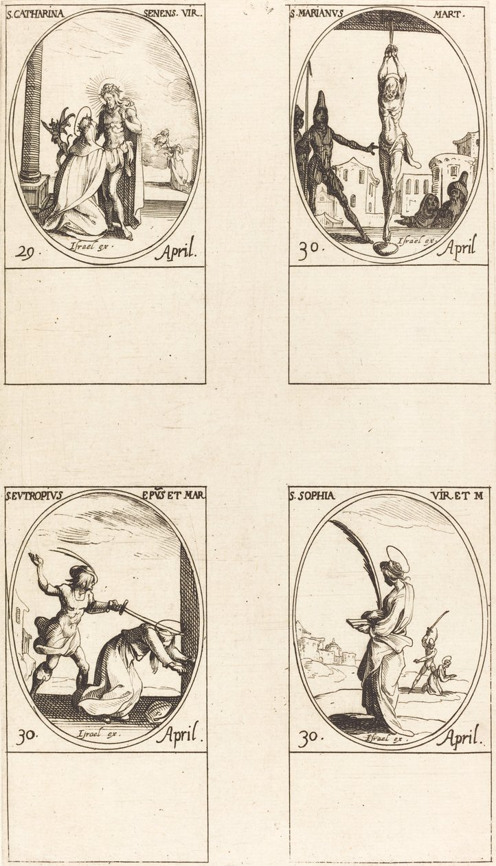 Santa Catarina de Siena; São Mariana; São Eutrópio; Santa Sofia de Jacques Callot