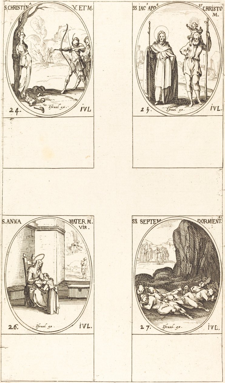Santa Cristina; São Tiago, Apóstolo e São Cristóvão; Santa Ana; Sete Dormentes de E de Jacques Callot