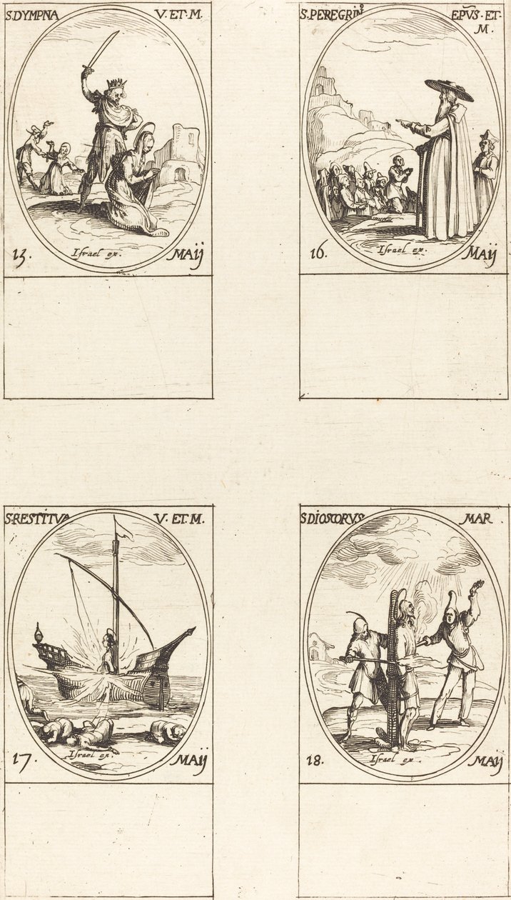 St Dimpna, S. Peregrino Restaurado Dióscoro de Jacques Callot