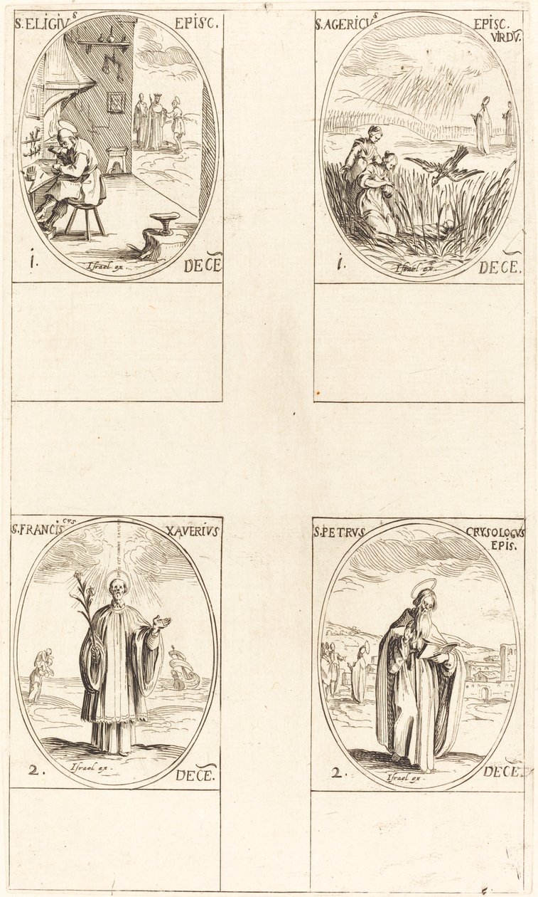São Eligius; São Agericus; São Francisco Xavier; São Pedro Crisólogo de Jacques Callot