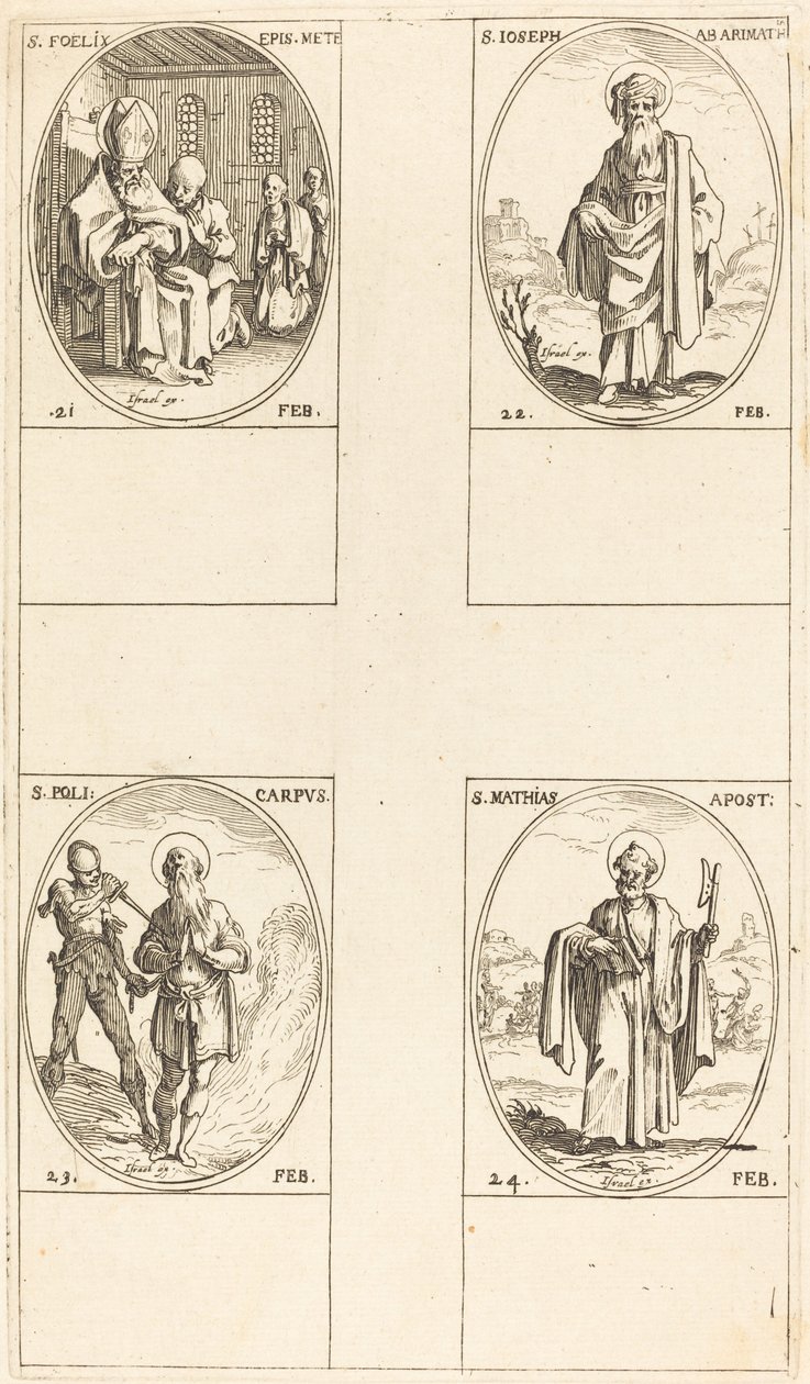 São Félix; São José de Arimatéia; São Policarpo; São Matias, Apóstolo de Jacques Callot
