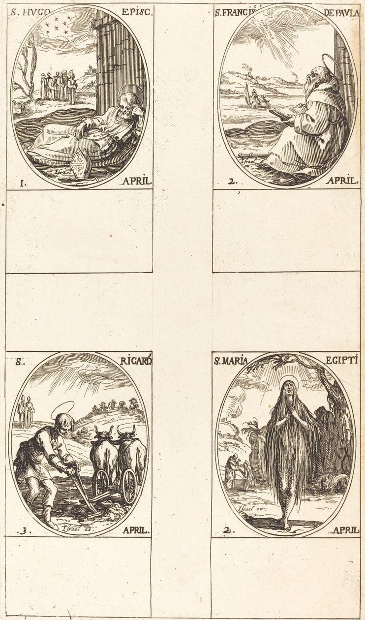 São Hugo; São Francisco de Paula; Santa Maria do Egito; São Ricardo de Jacques Callot