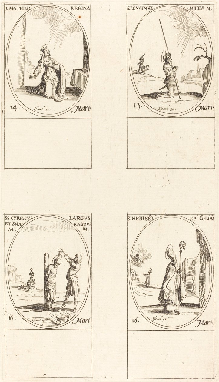 St Matilda St Longinus St Ciríaco; St Heriberto de Jacques Callot