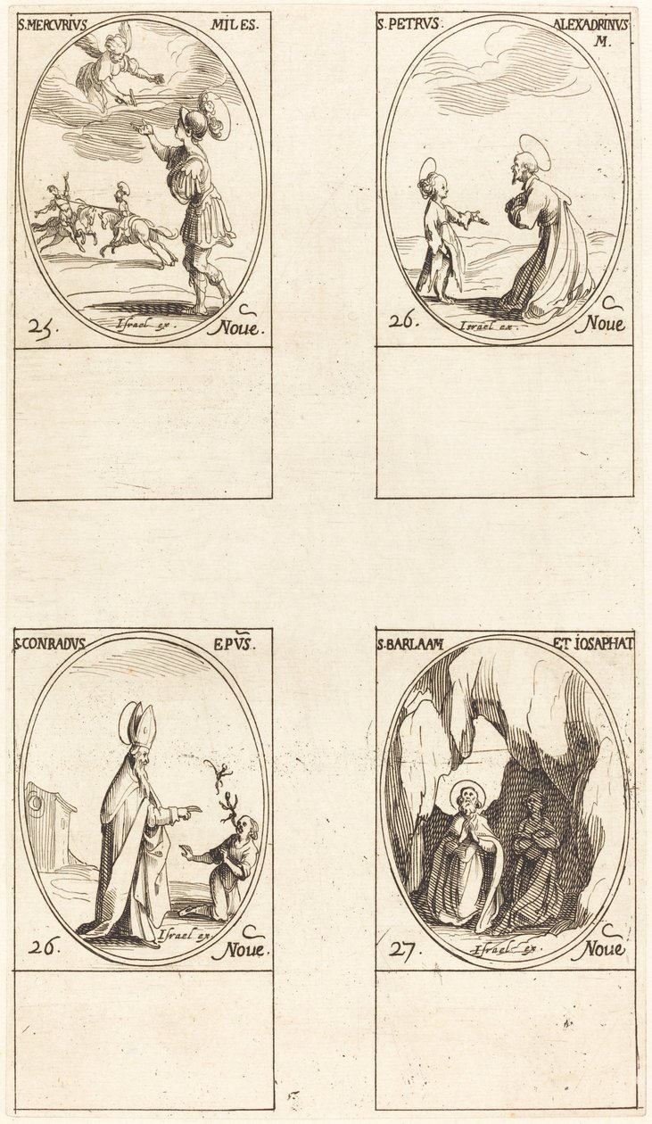 São Mercúrio; São Pedro de Alexandria; São Conrado; Sts. Barlaão e Josafá de Jacques Callot