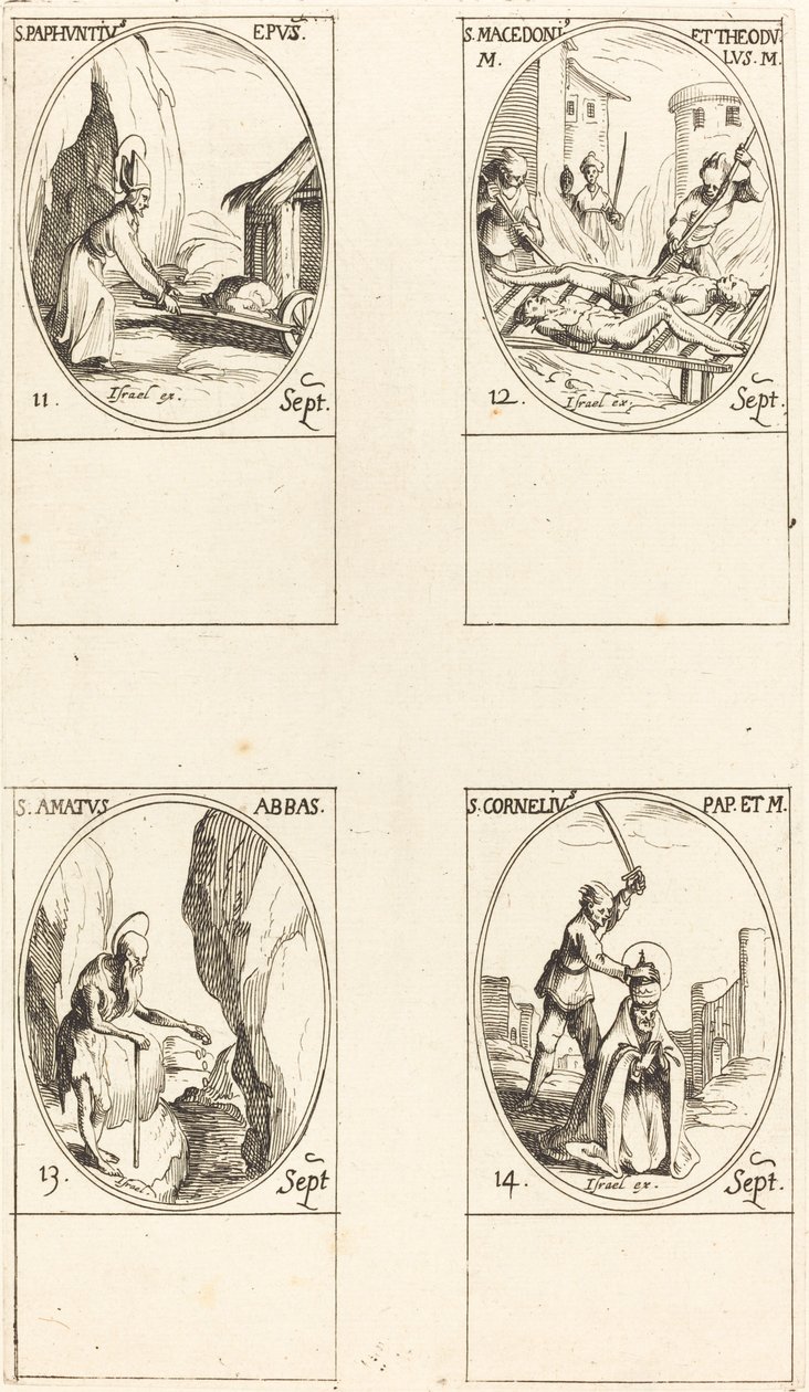 St. Paphnutius; Sts. Macedônio e Teódulo; St. Amavam; St. Cornélio de Jacques Callot