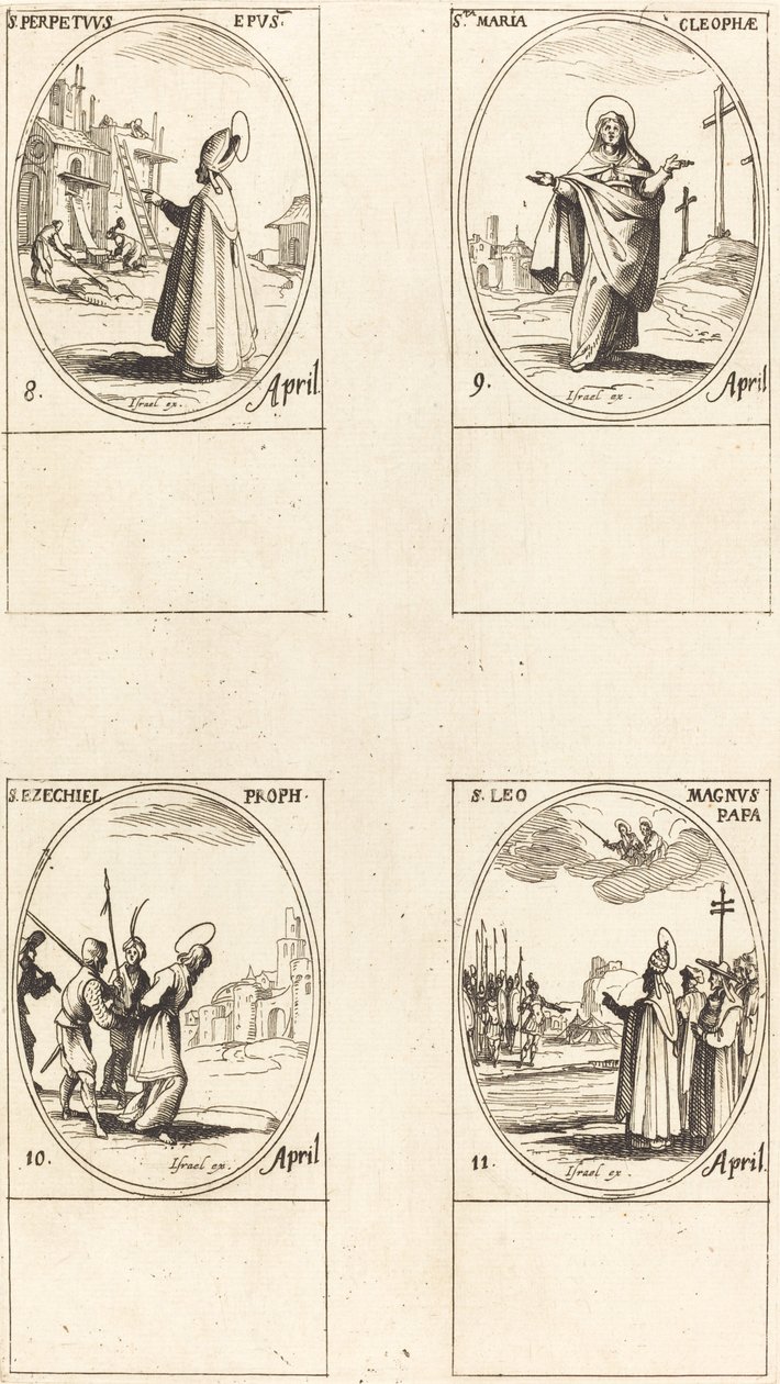 São Perpétuo; Santa Maria de Cleofas; São Ezequiel; São Leão Magno de Jacques Callot