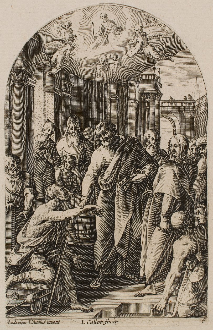 São Pedro e São João a curar o coxo à porta do templo, da série «Imagens de Roma» de Jacques Callot
