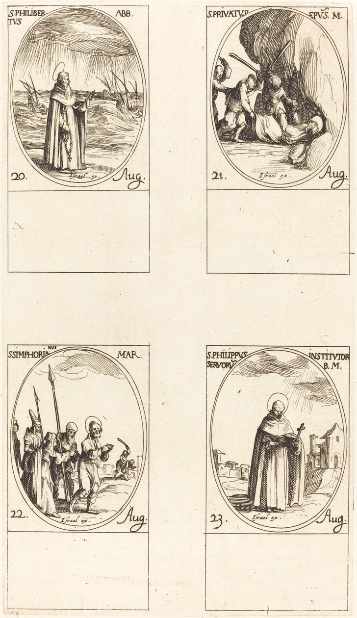 St. Philibert, abade; São Privado; São Sinforiano; São Filipe de Jacques Callot