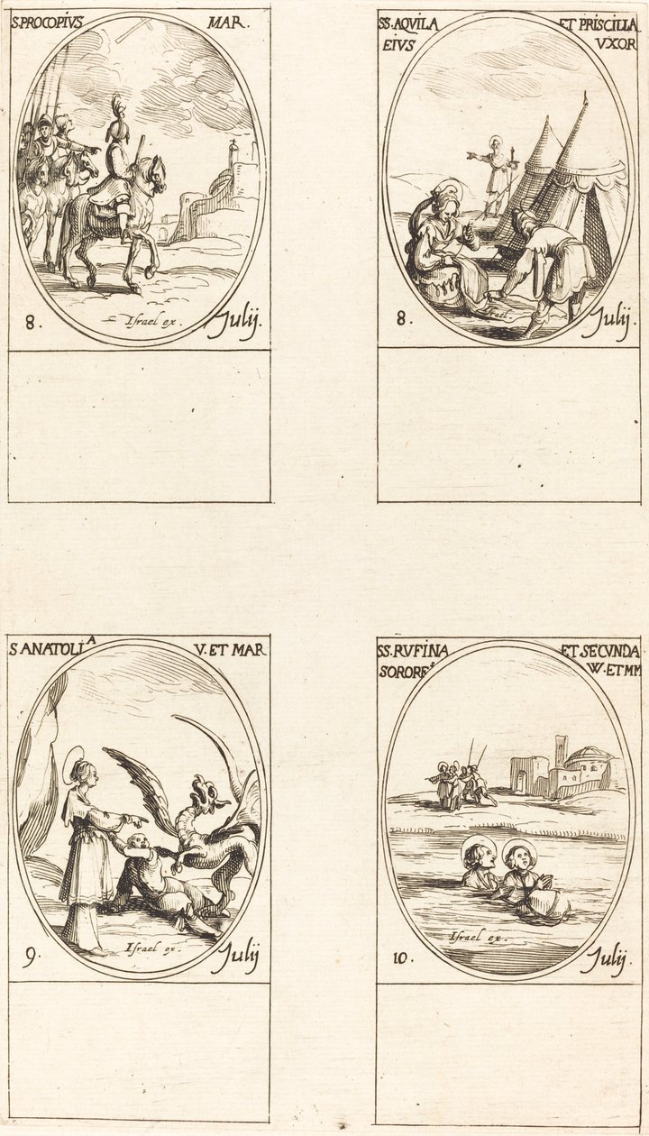 São Procópio; Sts. Áquila e Prisca; Santa Anatólia; Sts. Rufina e Secunda de Jacques Callot