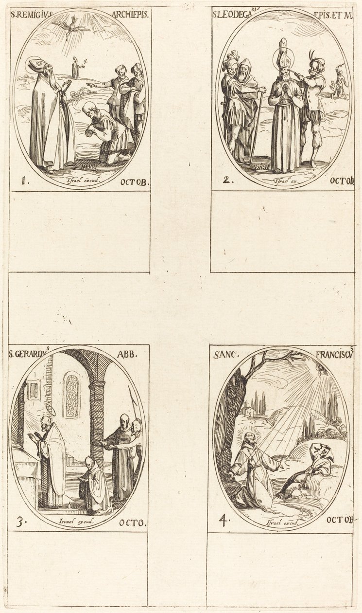 São Remígio; São Leodegarius; São Geraldo, abade; São Francisco de Assis de Jacques Callot