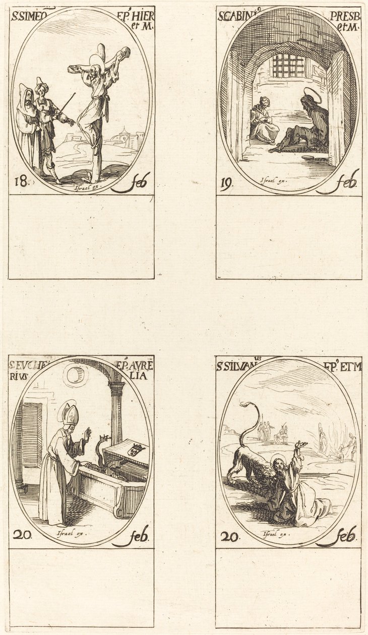 St Simeão St Gabínio; St Eucarius St Silvano de Jacques Callot