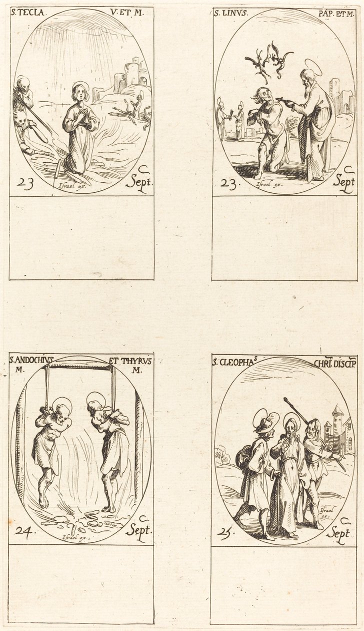 Santa Tecla; São Linus; Sts. Andochius e Thyrsus; São Cleofas de Jacques Callot
