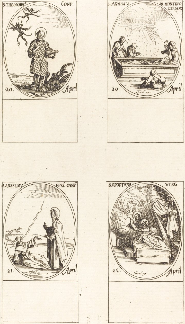 São Teodoro; Santa Inês de Monte Pulciano; Santo Anselme, Arcebispo de Cantuária; St de Jacques Callot