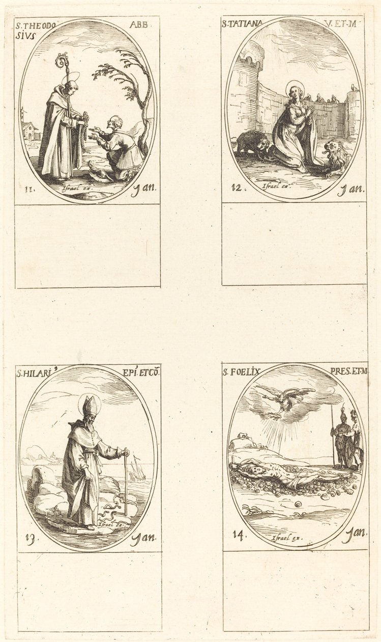 São Teodósio; Santa Tatiana; Santo Hilário; São Félix de Jacques Callot