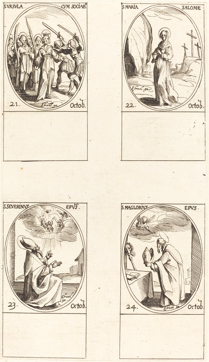 Santa Úrsula e Companheiras; Santa Maria Salomé; São Severino; São Maglorius de Jacques Callot
