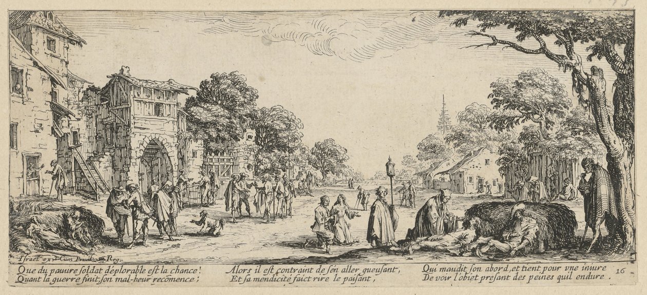 Mortos à beira da estrada, folha 16 da série «Os horrores da guerra» de Jacques Callot