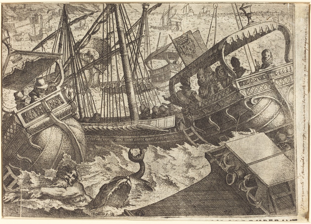 Tempestade na costa de Barcelona [reto] de Jacques Callot