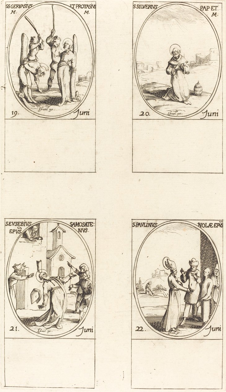 St. Gervase e Protase; São Silvério; São Eusébio de Samósata; São Paulino de Nola de Jacques Callot