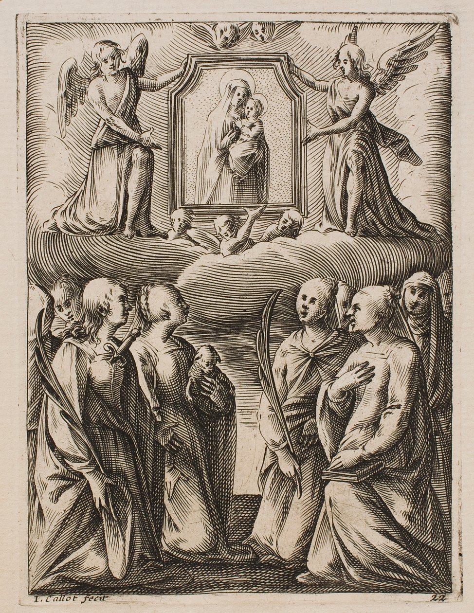 A Adoração da Virgem e do Menino, da série «Vistas de Roma» de Jacques Callot