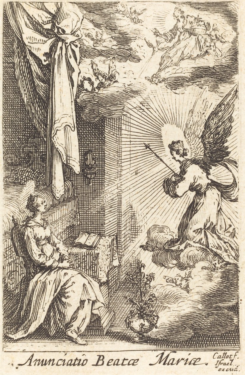 A Anunciação, em ou depois de 1630. de Jacques Callot