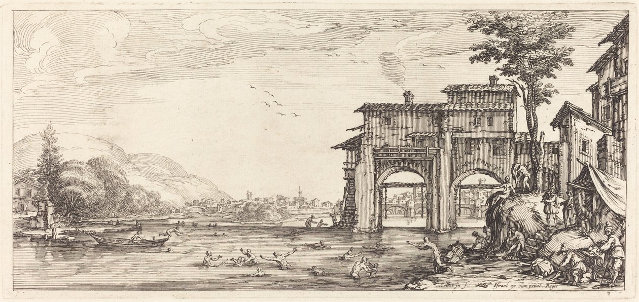Os banhistas, provavelmente c. 1630. de Jacques Callot