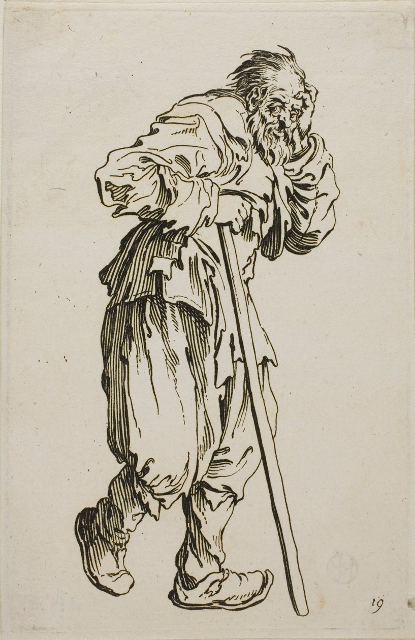 O mendigo de muletas, prato dezesseis de Os mendigos de Jacques Callot