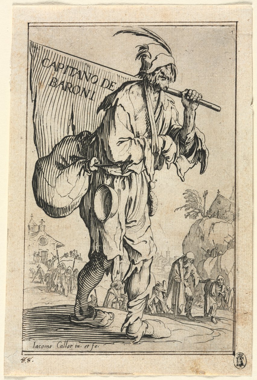 Os Mendigos: Frontispício: Capitão dos Barões de Jacques Callot