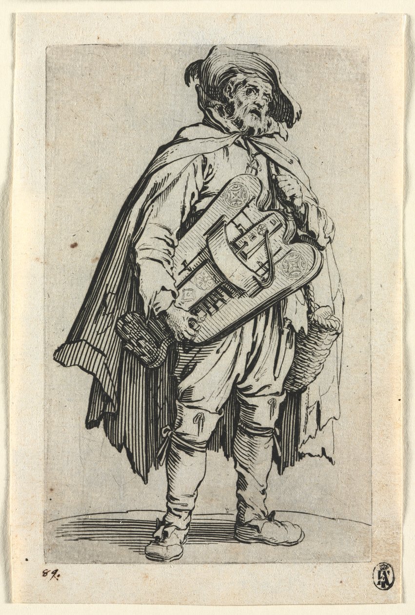 Os mendigos: o jogador de Hurdy-Gurdy de Jacques Callot