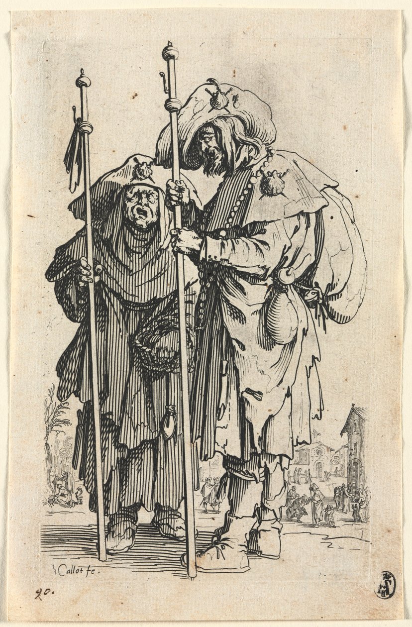 Os Mendigos: Os Dois Peregrinos, c. 1623 de Jacques Callot